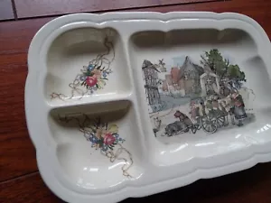 SARREGUEMINES ANCIEN PLAT A COMPARTIMENT EN FAIENCE MODELE OBERNAI - Imagen 1 de 7