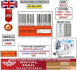 BROTHER,JUKI,JACK L/STITCH DBX1 287WH 16X231 S=80/12 INDST SEWING MCHINE NEEDLE - Picture 1 of 3