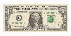 $1 One Dollar Bill 52733864 Series 2013 Ink Error on 7 - Picture 1 of 3