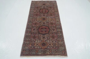 3 x 6 ft Gray Turkish Mamluk Fine quality Hand knotted Medallion Runner Rug - Picture 1 of 14