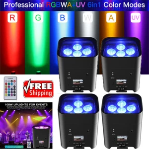 4X Wireless APP RGBWA+UV 6IN1 LED Battery Par Can Light DMX Stage DJ Bar Uplight - Picture 1 of 25