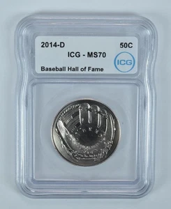 2014-D Baseball Hall Of Fame Commemorative Half Dollar MS70 ICG - Picture 1 of 5