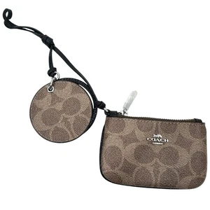 Coach Mirror Bag Charm Coin Pouch Purse Signature Canvas Logo Print - Picture 1 of 11