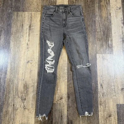 American Eagle Distressed Super Stretch Hi Rise Jegging Jeans Gray Size 8 - Image 1 of 4