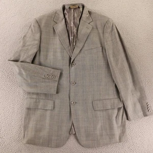 Pronto Mondo Jacket M 42R Gray Prince of Wales Check 100% Wool Super 140s Blazer - Picture 1 of 19