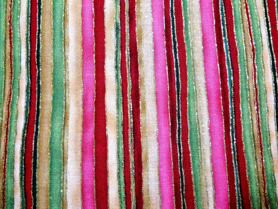 FABRIC TRADITIONS #10019" MULTI COLORED STRIPE GOLD LINING  BTY - Image 1 of 1