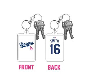 WILL SMITH PINK LOGOS Los Angeles Dodgers MLB Baseball 2 Sided Jersey Keychain - Picture 1 of 5