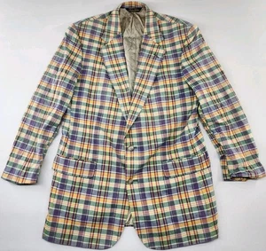 VTG Brooks Brothers Plaid Derby Bold Sport Blazer Size 44 USA - Picture 1 of 13