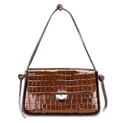Bolso de Hombro LOEFFLER RANDALL Maggie Croc Cuero Repujado Marrón #38349 Foto 1 de 4