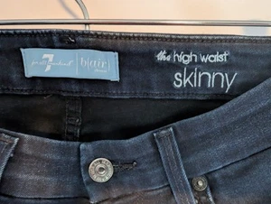 7 For All Mankind The High Waist Skinny Jeans B(Air) Denim Dark Wash Size 26 - Picture 1 of 15
