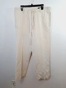 Banana Republic Men's Khaki Color Drawstring Waist Linen Blend Pants Size 38X32 - Imagen 1 de 5