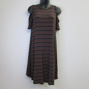 Braeve Cold Shoulder Summer Dress with Multi-Color Stripes Size M - Picture 1 of 2