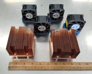 Xeon Socket 604 2 Copper Passive Heatsinks with 4 Rack-Fans - Picture 1 of 4