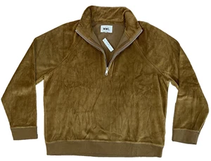 Madewell L Large Quarter Zip Velour Top Pullover Sweatshirt Brown Rust MWL Women - Picture 1 of 11