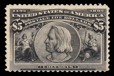 MOMEN: US STAMPS #245 $5 COLUMBIAN MINT OG H LOT #95943* - Image 1 of 2