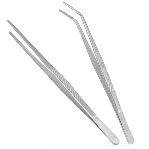 2 Handy 18" Inch Extra-Long Tweezers Instruments Straight & Angled Tip Tweezers - Picture 1 of 8