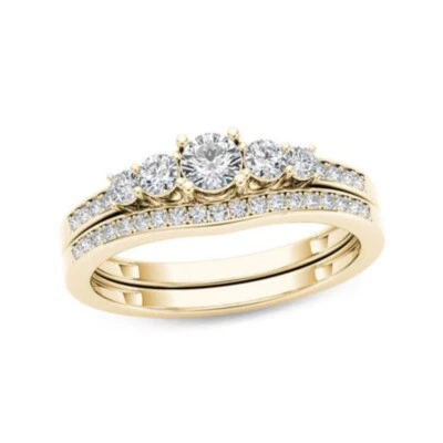 14k Yellow Gold & Diamond Bridal Set Size 6.5 - PREOWNED - Image 1 of 4