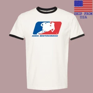 AMA Motorcross Men's Ringer Black Size S-3XL - Picture 1 of 1