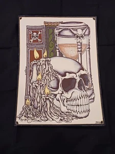 Original Prison Artwork Skull and Hourglass Color Ink 12" x 9" - Picture 1 of 1