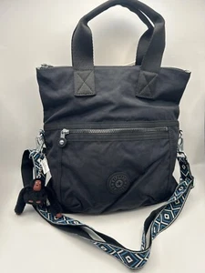 Kipling Eleva wandelbare Beuteltasche Tasche KIA1K4 schwarz mit Design Webriemen UVP 119 $ neu mit Etikett - Bild 1 von 5