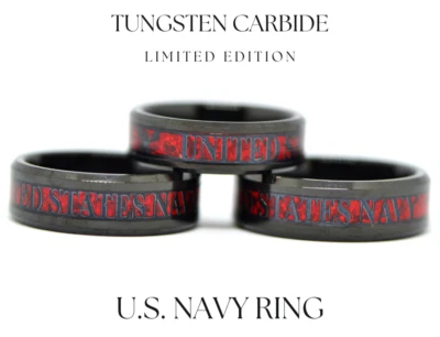 U.S Navy Class Ring Red Tungsten Band Sailor Veteran Retirement Graduation - Image 1 of 4