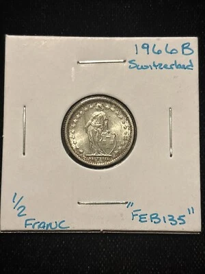 1966 Switzerland 1/2 Franc Silver “feb135” Stunning Eye Appeal Swiss 1/2 Franc - Image 1 of 4