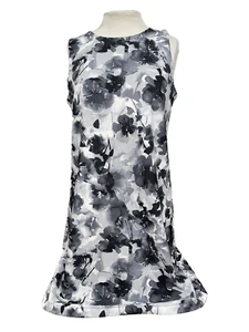 DKNY ärmelloses geblümtes Kleid Damen 10 schwarz weiß grau schick Etui A-Linie - Bild 1 von 4