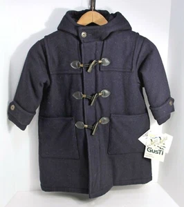 GUSTI (Canada) Classic Lined WOOL Hooded Duffel JACKET Black, Boy's 5, NEW W/T!  - Picture 1 of 5