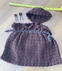Vintage knitted purse, hat and barrette set