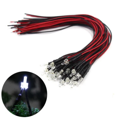 20pcs Pre-wired Resistor 26awg 20cm Wire Bright White 2mm LED Lamp Light 12V - Image 1 of 4