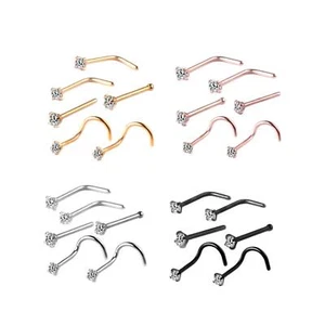 6 Pieces Nose Piercing Stud Earrings Corkscrew Nose Rings Tiny Bone Studs for - Picture 1 of 13