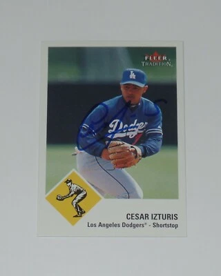 Tarjeta Fleer Tradition 2003 firmada por Cesar Izturis #187 Los Angeles Dodgers Foto 1 de 2