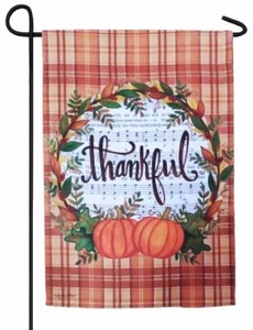 Thankful in Plaid Suede Reflections Garden Flag - Picture 1 of 1