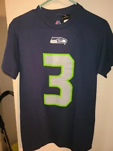 Russell Wilson Shirt Mens Medium Blue Seattle Seahawks Majestic Tee NFL Football - Picture 1 of 3