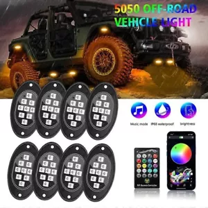 8x RGB LED Rock Light Kits Car Neon Underglow Lights Waterproof Underbody Car - Picture 1 of 11