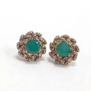 Nicky Butler NB Bronze Collection Green Emerald Stud Earrings w/ Sterling Post - Picture 1 of 7