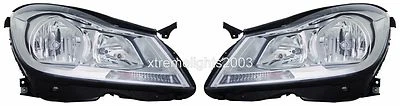 FITS MERCEDES C CLASS 2012-2013 CHROME HEADLIGHTS HEAD LIGHTS LAMPS HALOGEN PAIR Foto 1 de 3