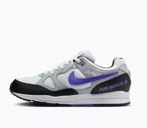 Nike Men Air Span II Wolf Grey Hyper Gryape-Black AH8047 013 size 9.5 - 14 - Picture 1 of 6