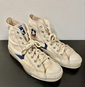 Vintage 1970s Converse CX Pro Canvas High Tops Deadstock Dr. J Chevron - Size 6 - Picture 1 of 12