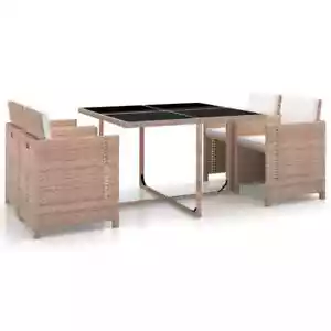 Patio Dining Set with Cushions Table and Chairs 5 Piece Poly Rattan vidaXL - Picture 1 of 19
