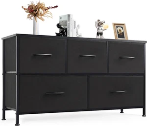 Dresser for Bedroom, 5 Storage Drawers, Wide Fabric Closet Chests Organizer Towe - Picture 1 of 12