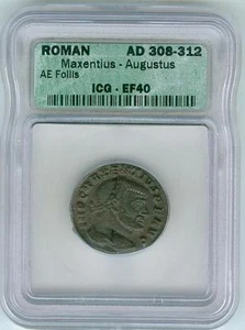Roman Bronze Maxentius-Augustus AE Follis (AD 308-312) - Picture 1 of 2
