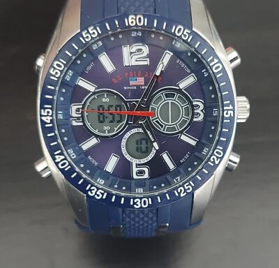 U.S. Polo Assn. Sport Men's US9284 Blue and Silver-Tone Analog/Digital Chronogra - Image 1 of 4