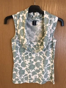 GAP Cream Cowl Rushed Neck Sleeveless Fitted Top Size S/P - Picture 1 of 9