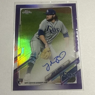 2021 Topps Chrome Rookie Auto Purple Refractor SP #d /250 Josh Fleming #RA-JF RC - Image 1 of 2