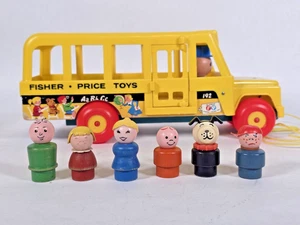 1965 Fisher-Price Little People • Yellow School Bus #192 • Plastic and Wood - Picture 1 of 16