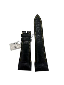 Authentic Franck Muller Black With Yellow Stitch Croc Strap 24 x 18 - Picture 1 of 2