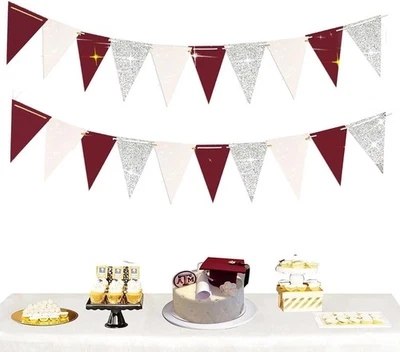 Decoraciones de graduación granate 2026/marate blanco plata  Foto 1 de 4