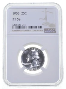 PF68 1955 Washington Quarter NGC PR Proof *0539 - Picture 1 of 5