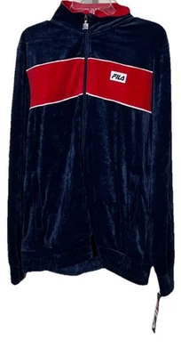 Fila Navy Red Velour Track Jacket Full Zip Sophisticated Sportswear Large NWT - Image 1 of 4